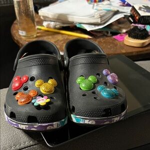 Kids Black Clogs with Colorful Charms